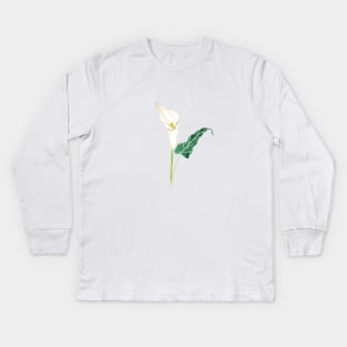 one white calla lily watercolor Kids Long Sleeve T-Shirt